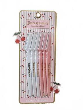 Juicy Couture Beauty Razors 6 Pack Facial Dermaplaning Pink White NWT